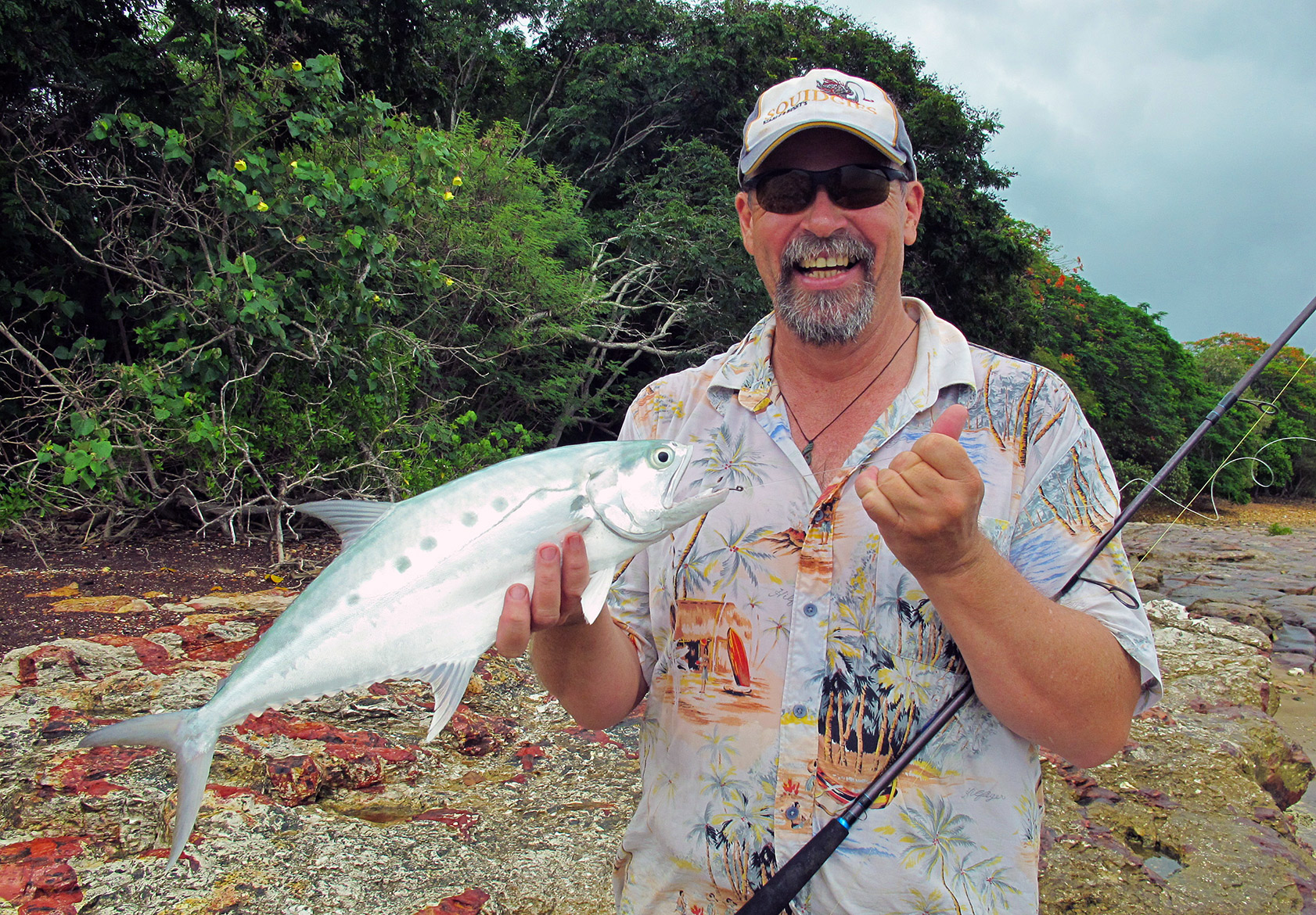 Small queenfish (shown here) and trevally can be quite common catches from the shore at times, especially in the dry season. Bigger models also show up at times.