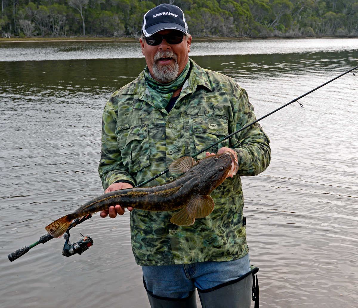 There are plenty of dusky flathead swimming in Mallacoota, including some a lot bigger than this reasonable specimen.