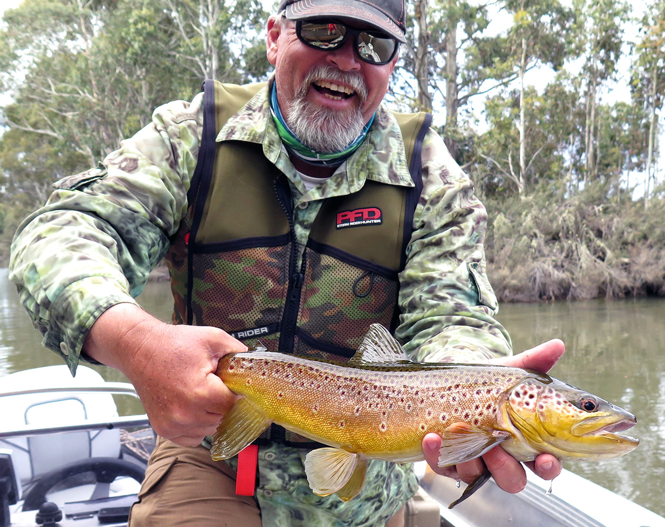 Starlo with a beautifully marked Penstock brown. Fish of this size are usually fairly common here.